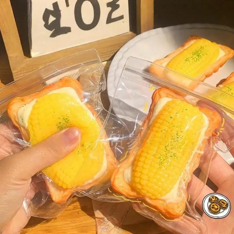 1Pcs Handmade Corn Egg Tart Ultra Soft Toys For Stress Relief Squeeze Telescopic Props Kids Children's Food Pinch Music Toy