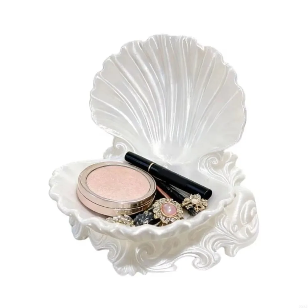 3D Printed Shell Jewelry Tray Ocean Wave Base Pearlescent Decorative Tray Multi-Purpose Space Saving Earrings Storage Dish