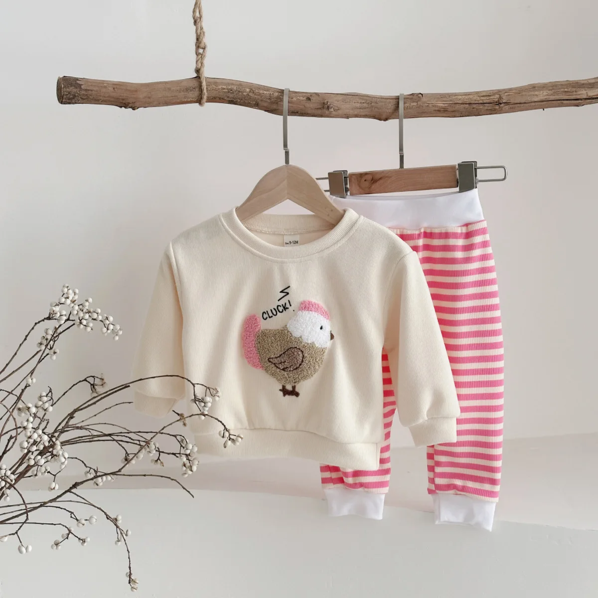 

Newborn Baby Girls 2Pcs Outfits Set Cartoon Hen Long Sleeves Top And Pants Leisure Knitted Pullover Spring And Autumn CostumeNew