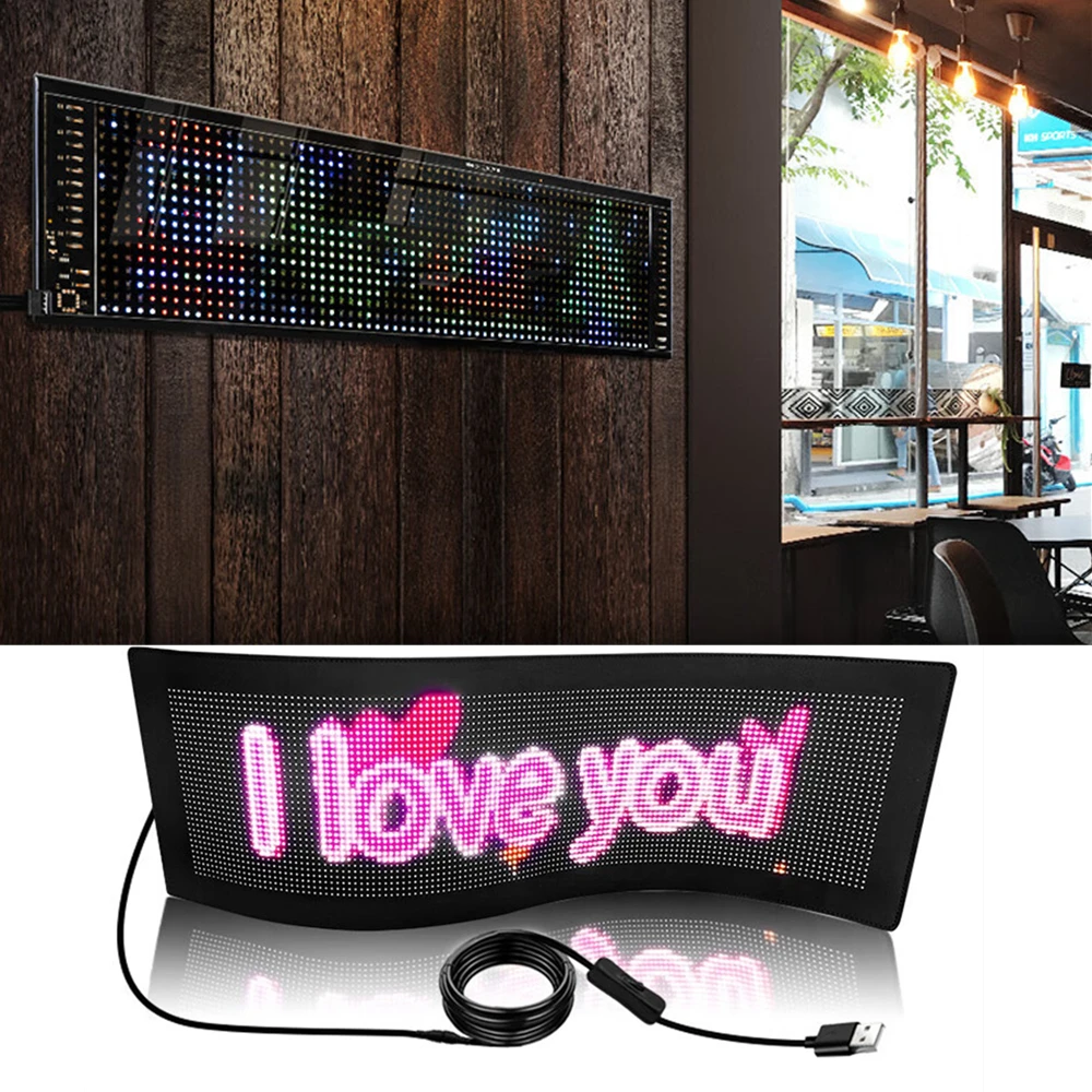 USB 5V RGB LED Panel Screen Tape Programmed Pixels Digital Logo Lamp Flexible Individually Addressable Full Color Shop Neon Sign