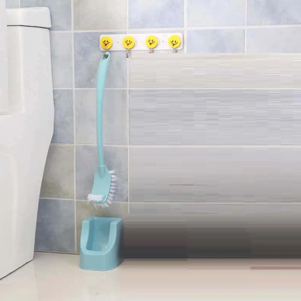 3Pcs Bathroom Toilet Brush Set High Quality Plastic Double Sided Brush with Hook Design Easy Hang Efficient Bowl Cleaning
