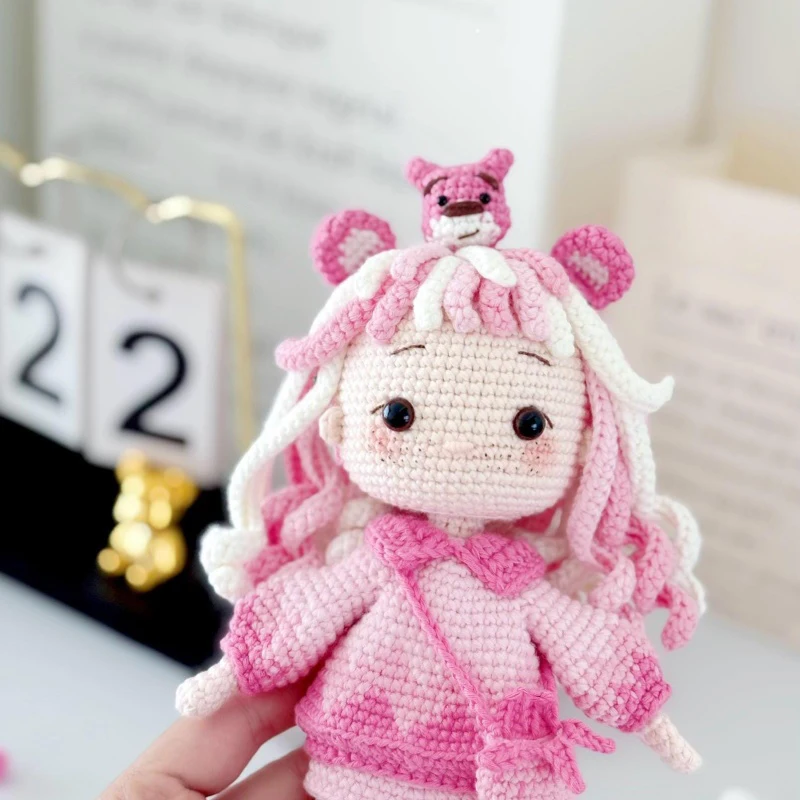 اليدوية الحياكة Amigurumi فتاة دمية الكروشيه DIY هوك الغزل المواد مجموعة كيت نمط الكروشيه في الإنجليزية فتاة هدايا عيد ميلاد