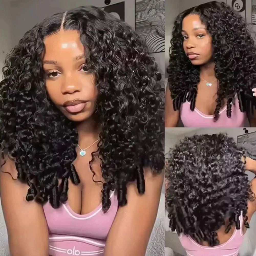 Burmese Curly Crochet Human Hair PreSeparated Feather Crochet Human Hair Extension Knotless Lightweight Reusable For Black Women