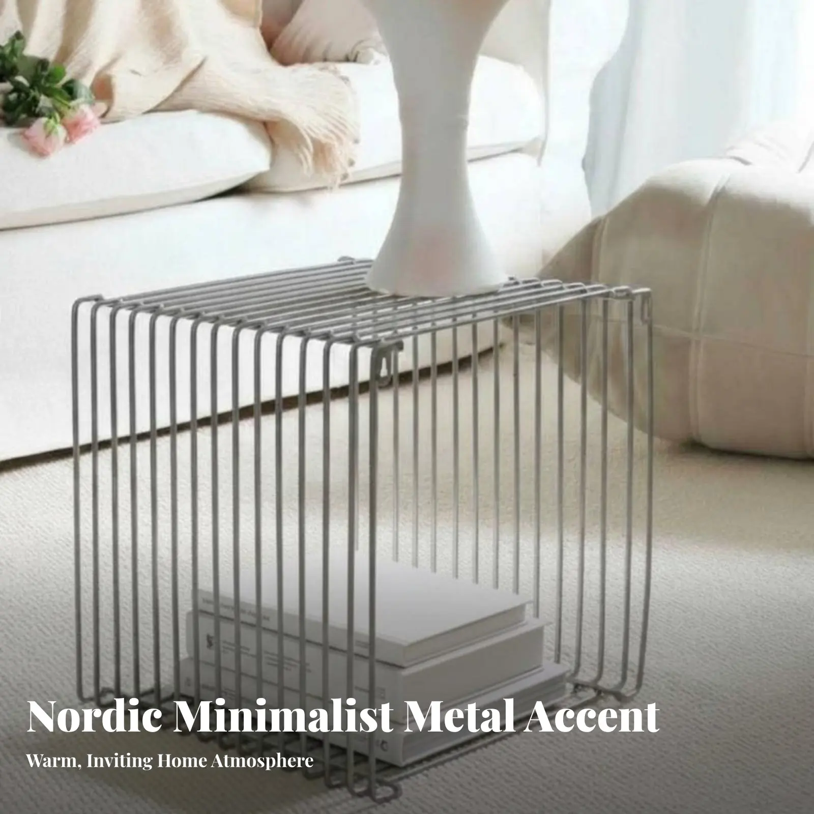 

Square Metal End Table Space-Saving Stackable Storage Cube Stackable Wire Shelf Versatile Use Wire Cube Shelf Versatile