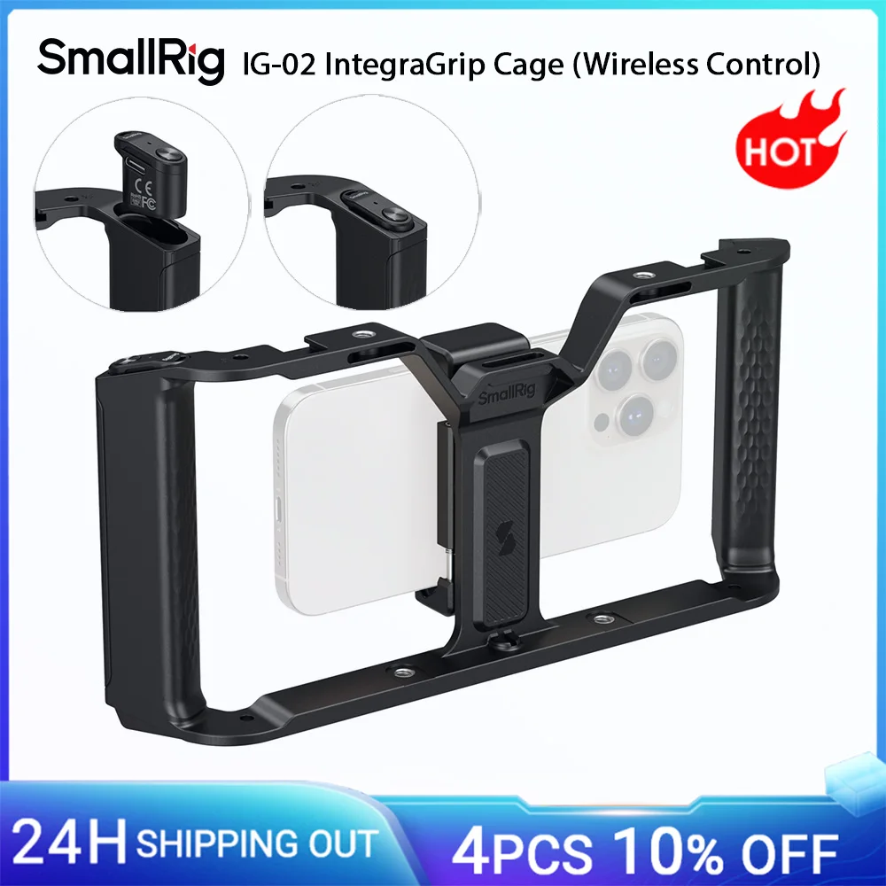 SmallRig IG-02 IntegraGrip Cage، مع WR-06 تحكم لاسلكي للهواتف الذكية لهواتف iPhone وAndroid 5.0+ (API 21+) / iOS 11.0+ 5356