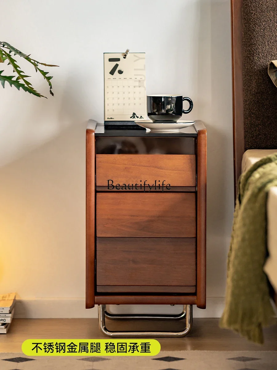 

yj21 Narrow Bedside Table Nordic Solid Wood Storage Organizer