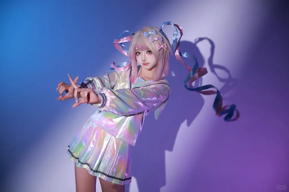 Disfraz de cosplay de KAngel de NEEDY GIRL OVERDOSE, conjunto completo de ropa con uniforme marinero, falda láser y accesorios para fiesta 4
