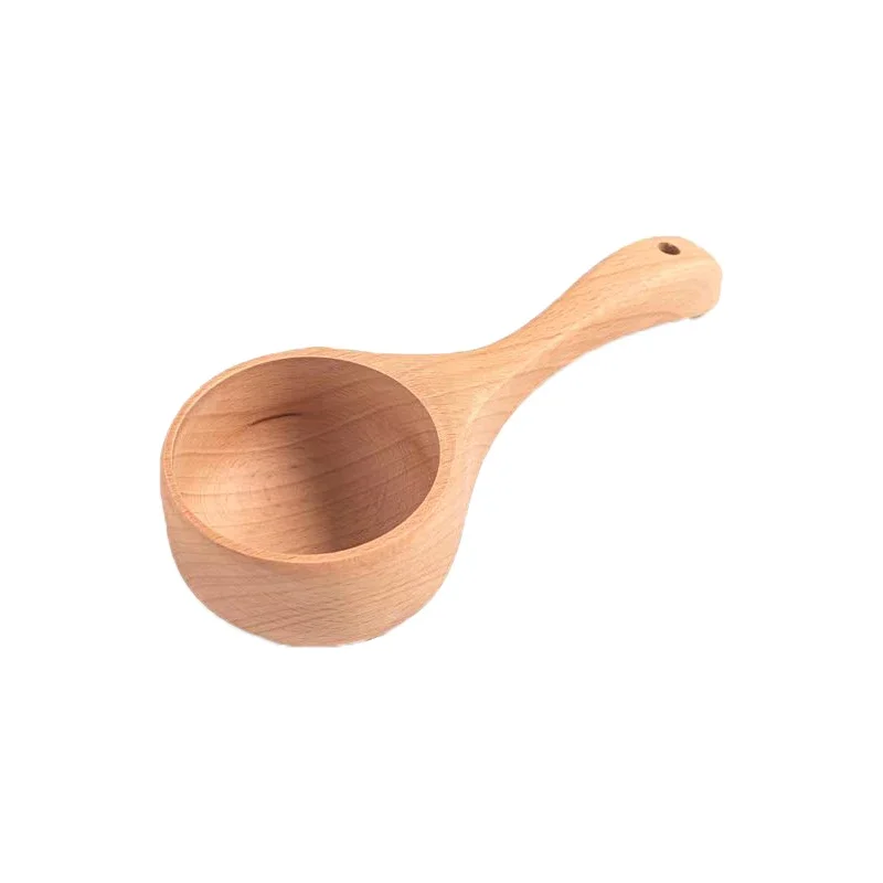 Tableware Pure Natural Solid Wood Creative Kitchen Special Long Handle Light Color Retro Chinese Soup Spoon Desktop Decoration