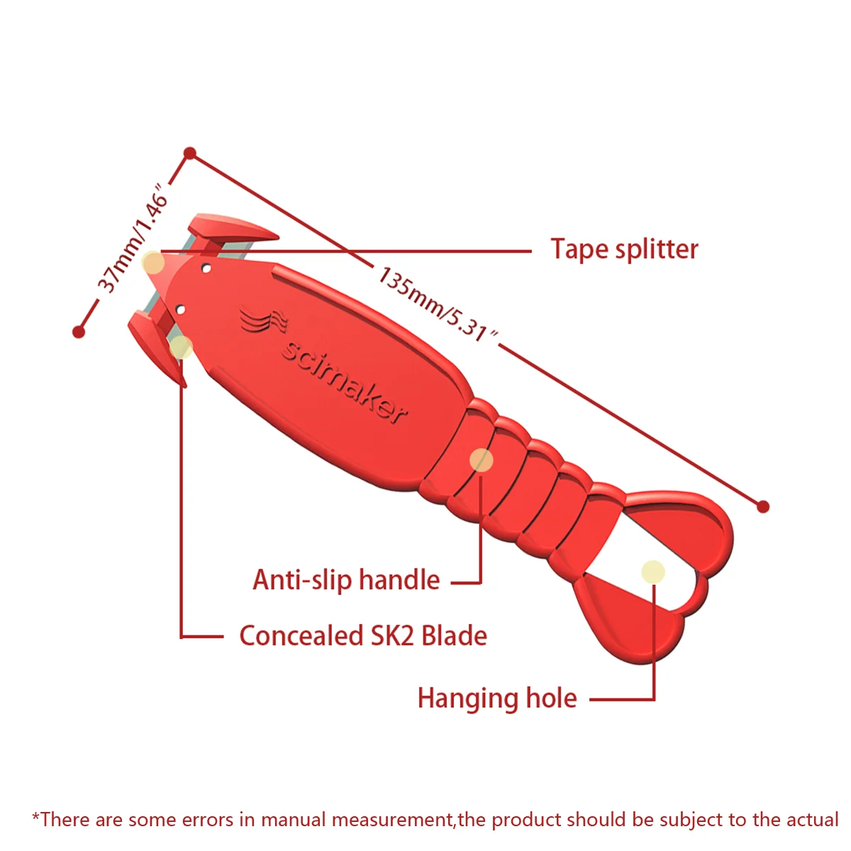 Scimaker Safety Box Cutter Opener with Recessed SK-2 Blade Finger Safe Tape Splitter Letter Slitter for Warehouse Office