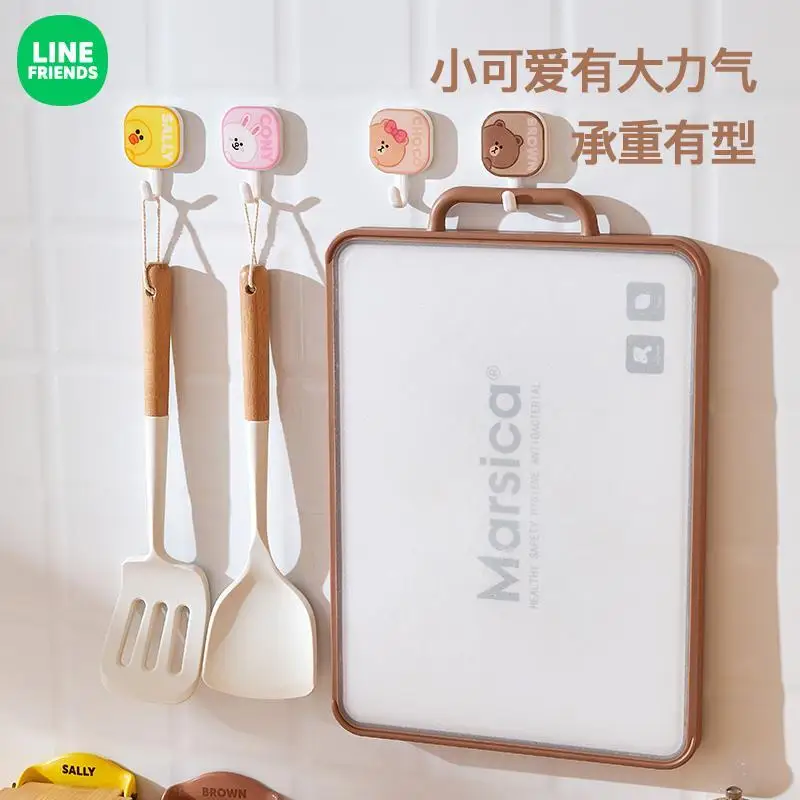 LINE FRIENDS Brown Square Droplet Crystal Hook Cony Sally Strong Adhesive Non Punching Strong Load Bearing Clothes Wall Hanging