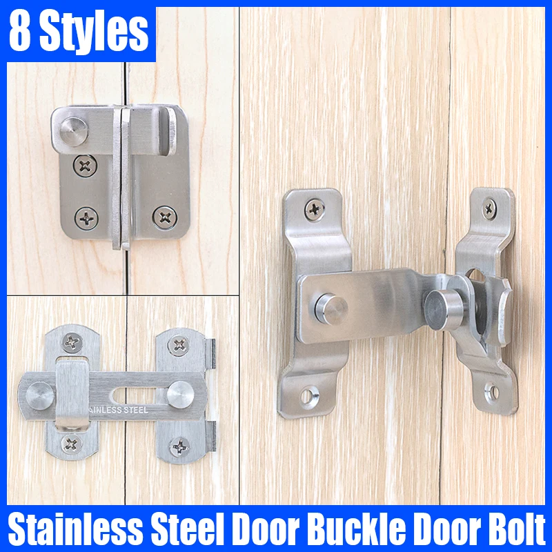 

90/180 Degree Stainless Steel Door Buckle Door Bolt Anti-theft Door Lock Buckle Door Latch Sliding Door Bolt Lock Gate Buckle