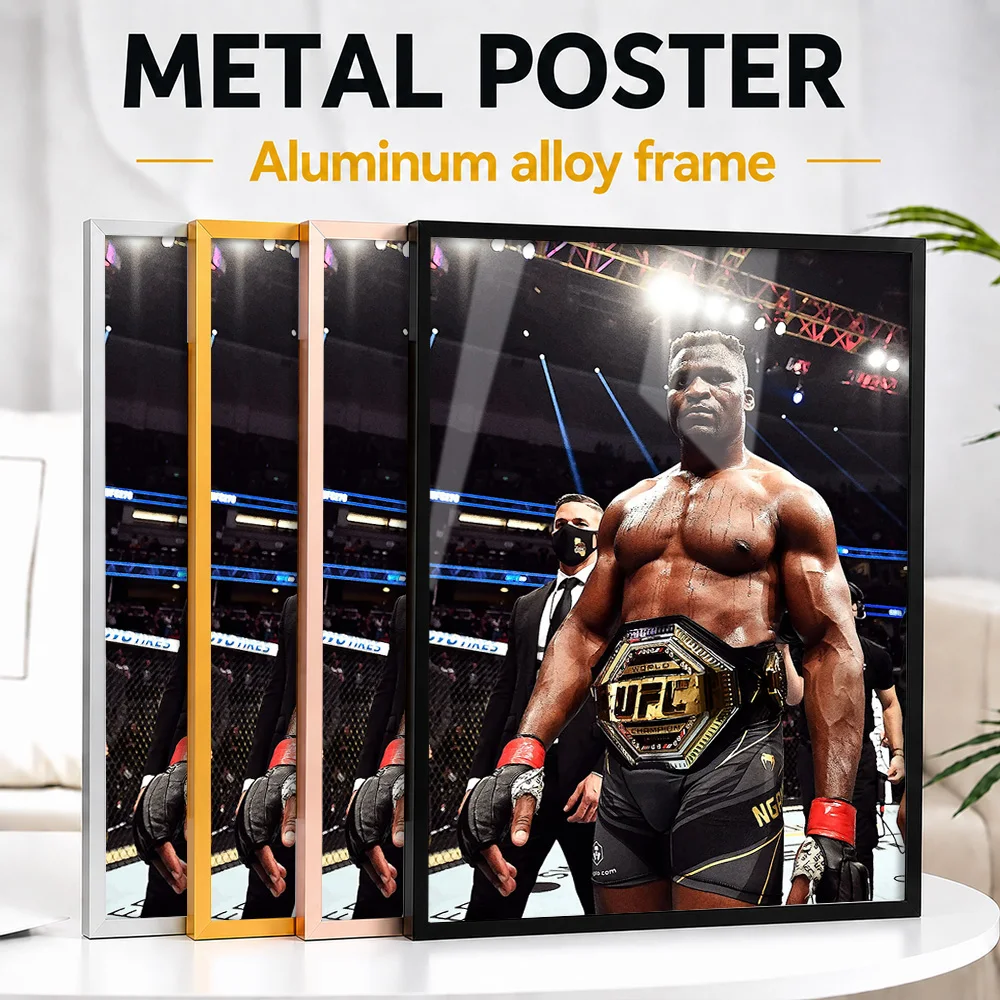 Francis Ngannou Framed Aluminum Metal Poster Customized Photo High Contrast Style Wall Art For Home Gym Premium Collector Gift