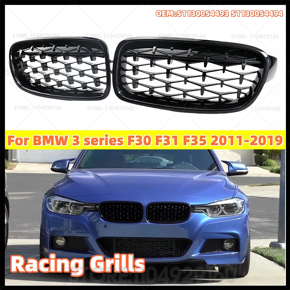 

Diamond Front Bumper Kidney Grill Double Slat Racing Sport Grille for BMW 3 series F30 F31 F35 2011-2019 Car Accessories