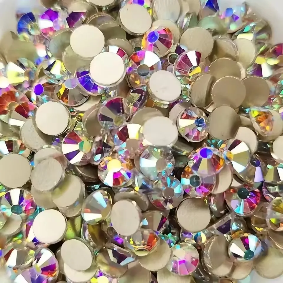 AB-farbiger Kristall, flacher Boden, Diamant, keine Hitzeinstellung, flacher Naht, Stoffboden, geeignet für Kleidung, Nagelkunst, DIY handgefertigt m