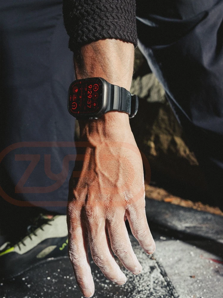 Спортивный силиконовый ремешок для Apple Watch Ultra 2 10 9 8 7 6 SE 5 Титановый металлический дышащий ремешок для iWatch 42 мм 44 мм 45 мм 46 мм 49 мм