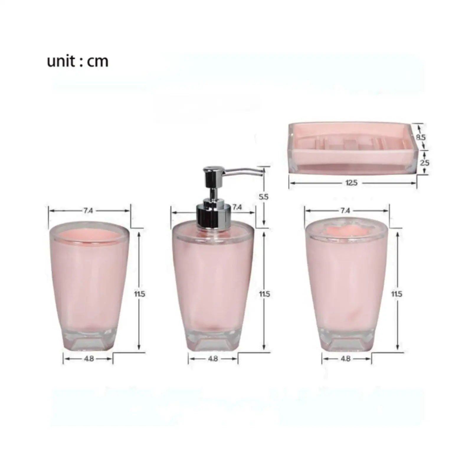 Shatter-resistant Bathroom Dispenser Set Space Saving Plastic Organizer Contemporary for Household Washroom