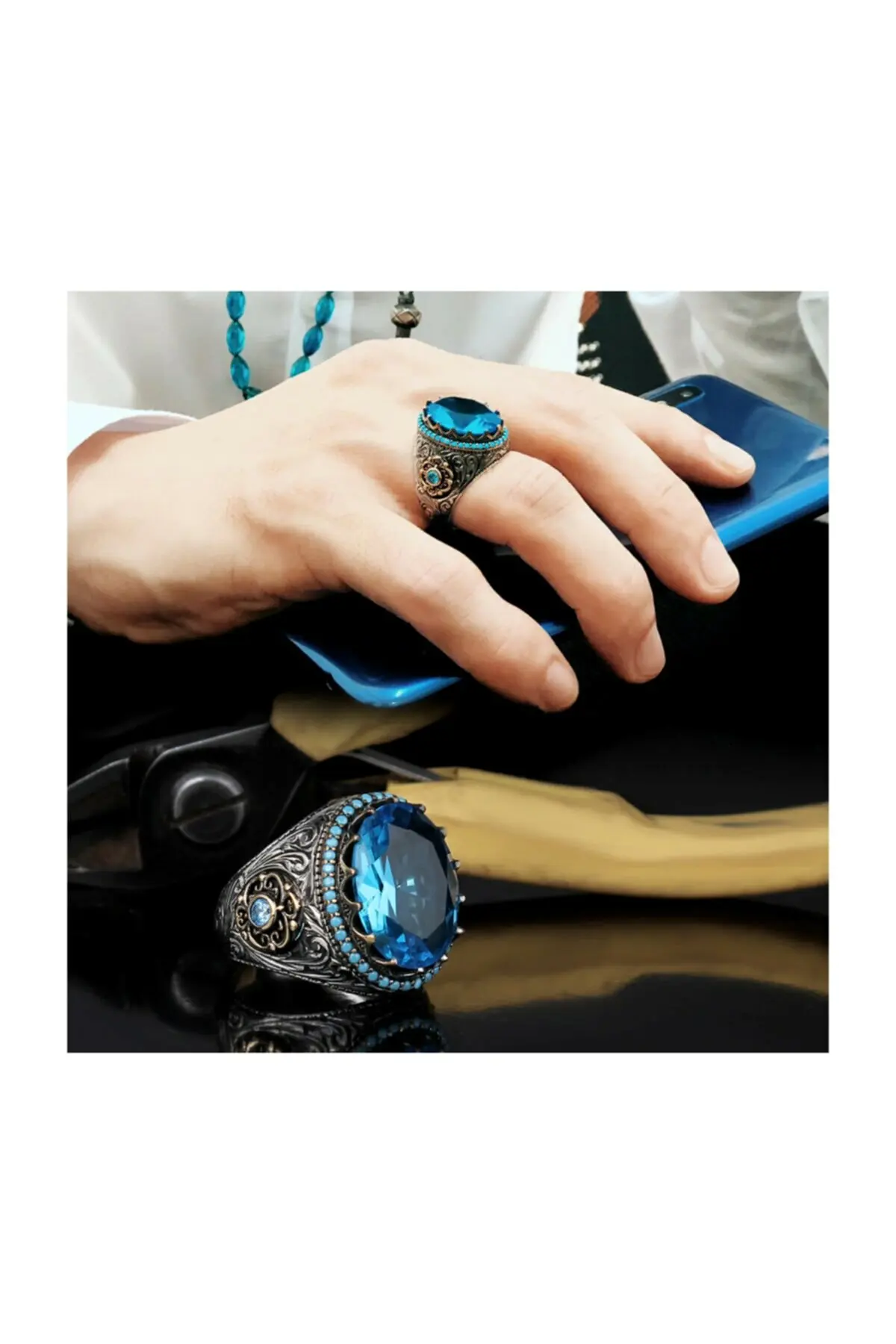 

925 Sterling Silver Ring With Blue Topaz Stone Souvenirs For Men Design Fashion Rings Elegant Rings For You All Sizes