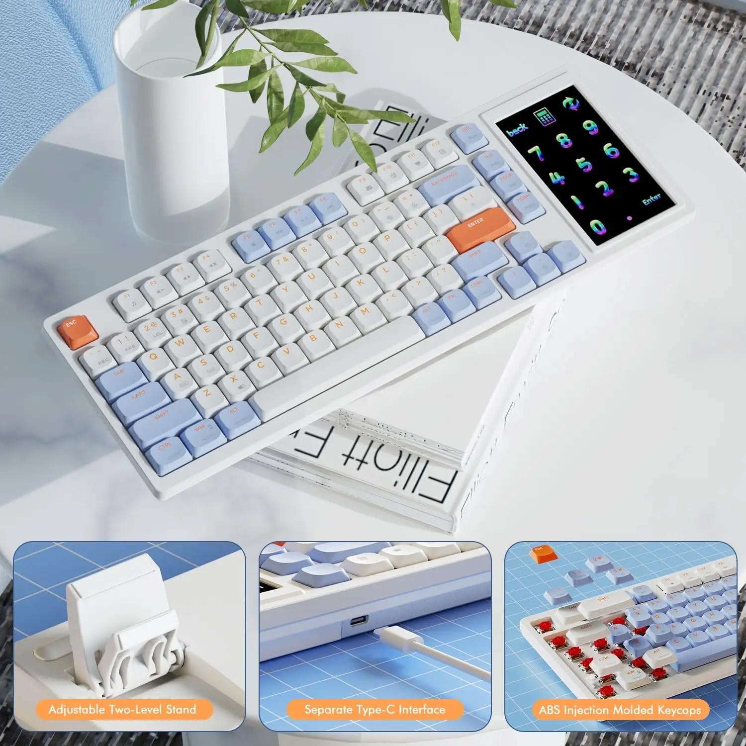 Ajazz AKP815 Wired Gaming Mechanical Keyboard RGB 81 Keys Touch Pad Color Screen Gamer Custom Keyboard Gasket for Pc Laptop