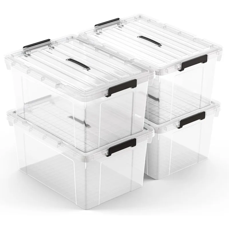 

Plastic Clear Craft Organizer with 6 Containers - Container Ultra Durable Lid & Secure Latching Buckles Stackable Extra