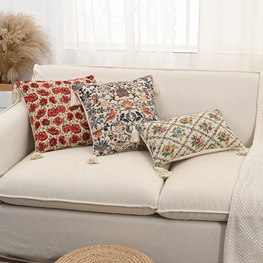 BUYNOW 1PC Jacquard Floral Kissenbezug AmericanPastoral Retro Palace Stil Wohnzimmer Kissen Abdeckung Home Party Schlafzimmer Auto Dekor – Detail 4