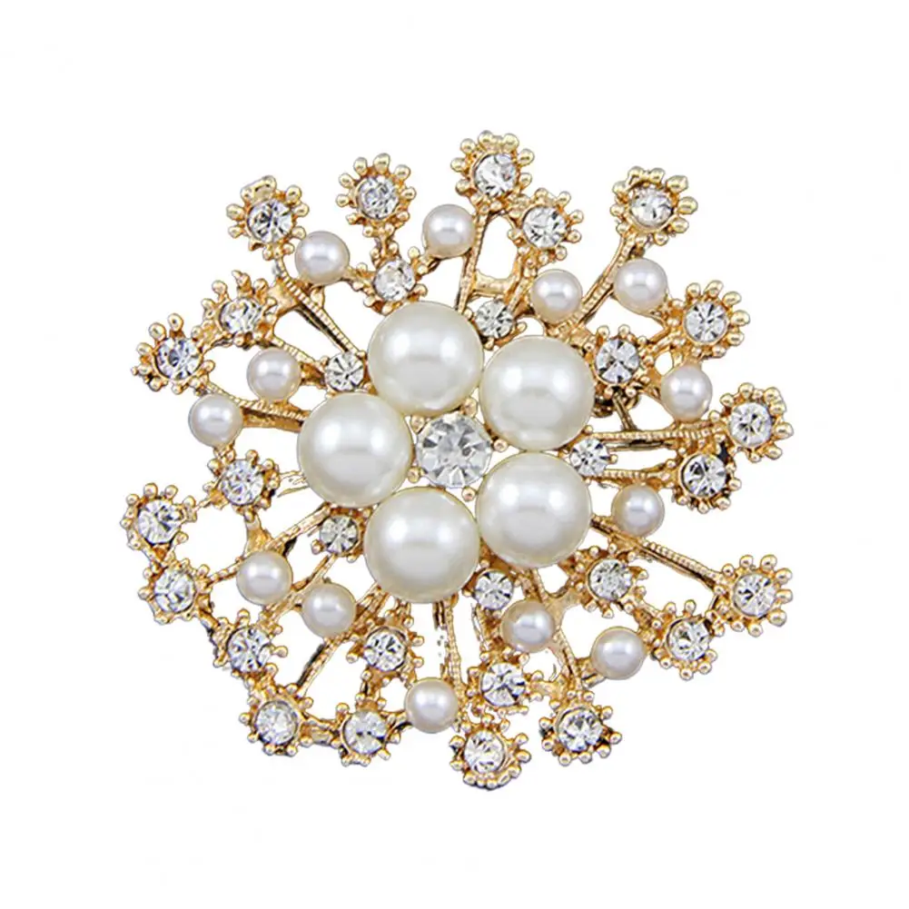 Dropshipping!!Elegant Brooch Breastpin Easy Matching Alloy Flower Faux Pearls Women Brooch Pin