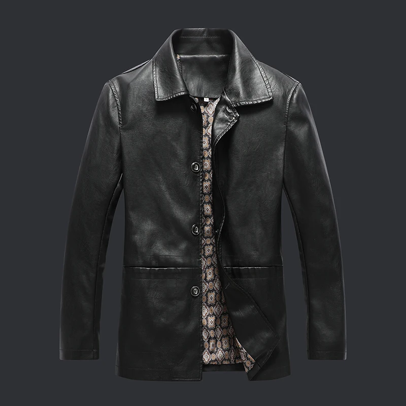 Men's Leather Blazer Jacket New Autumn Wiinter Retro Leather Coat Casual Motorcycle PU Jacket Biker Leather Coats
