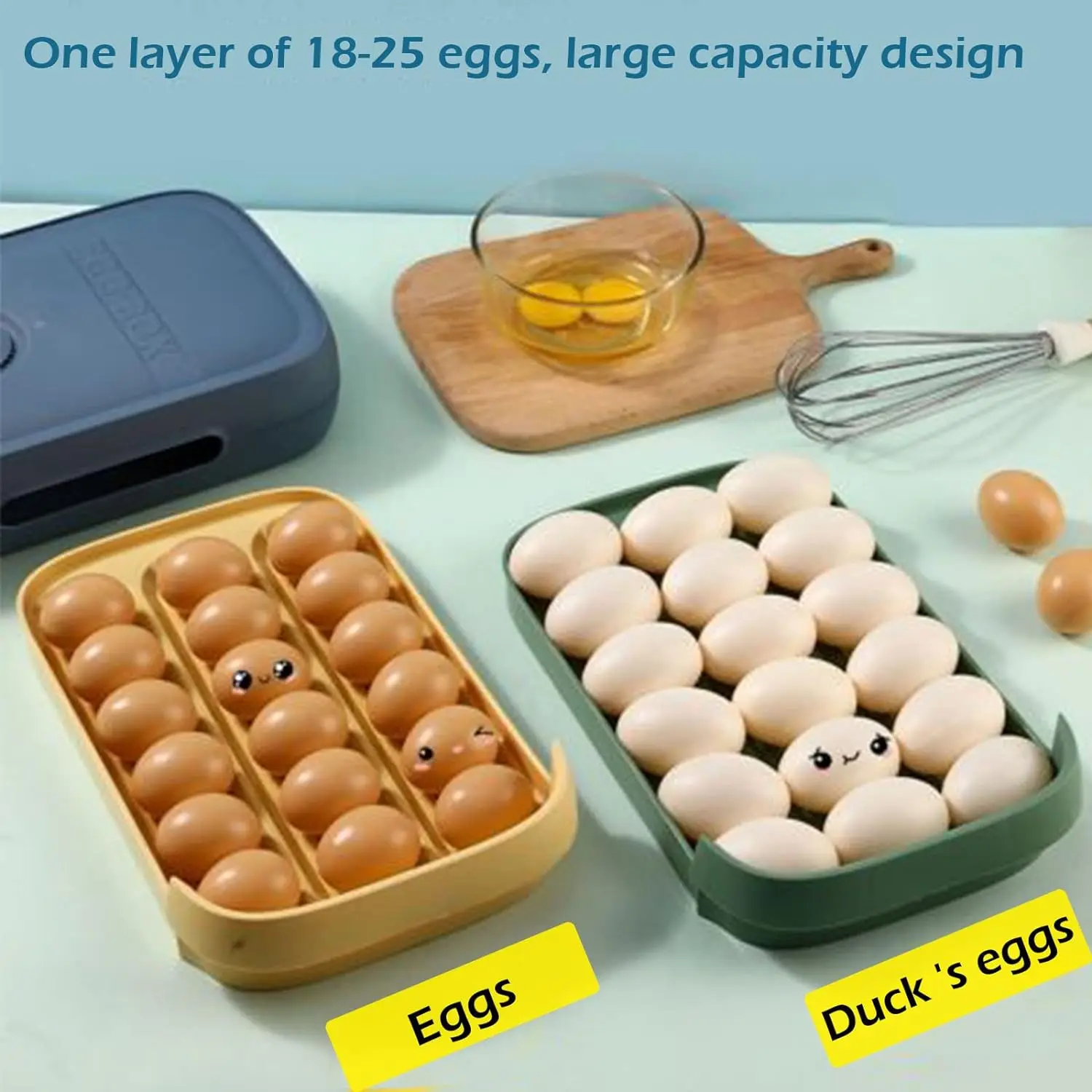 Stackable Egg Holder Storage Box Drawer Automatic Rolling Refrigerator Eggs Organizer Space Saver Container Kitchen Organizer