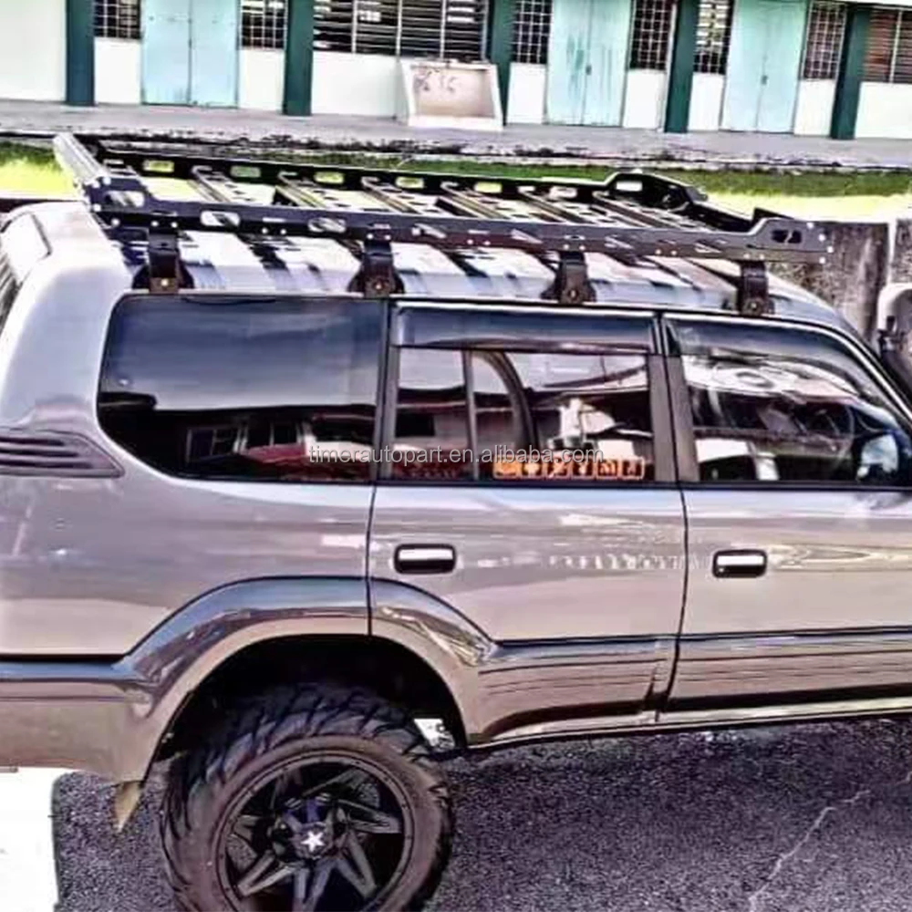 

Best Quality 4X4 SUV Roof Rack Top Bike Mount Carrier Car Cargo Auto Steel Luggage Storage Tray for LC80 With LED Light