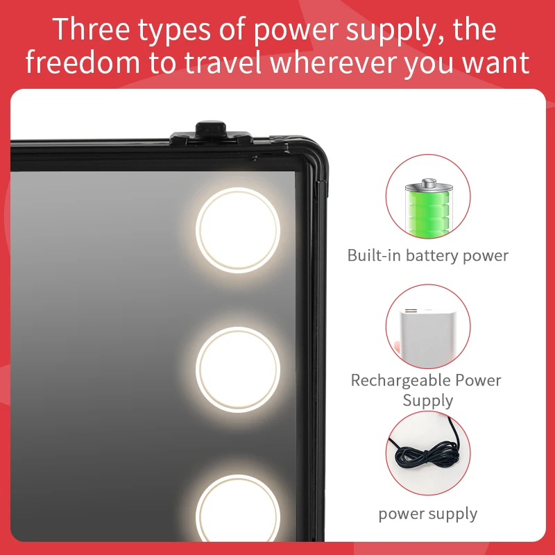 منظم المكياج مع مرآة أضواء LED - عربة مستحضرات التجميل الكبيرة وصالونات التجميل وحقيبة الحلاقة المتداول لمصففي الشعر #4