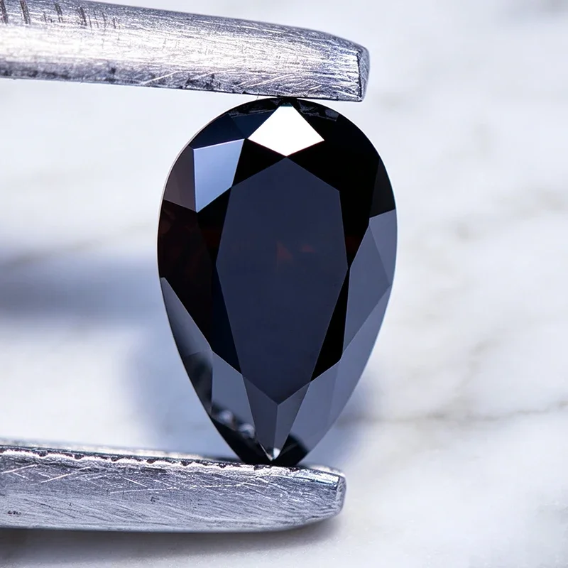 Moissanit-Stein, Birnenform, schwarze Farbe, Edelstein für DIY-Schmuckherstellung, bestandenem Diamanttester, mit Zertifikat – Detail 5