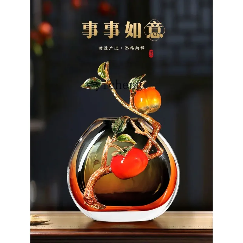 HP-30  New Chinese Persimmon Ruyi Light Luxury Enamel Color Glass Vase Craft Ornament
