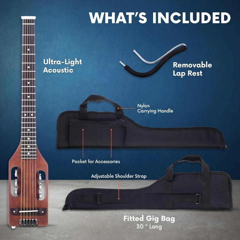 Ultra-Light Guitar for Travel | Portable and Headless Electric Acoustic Guitar | Full 24 3/4