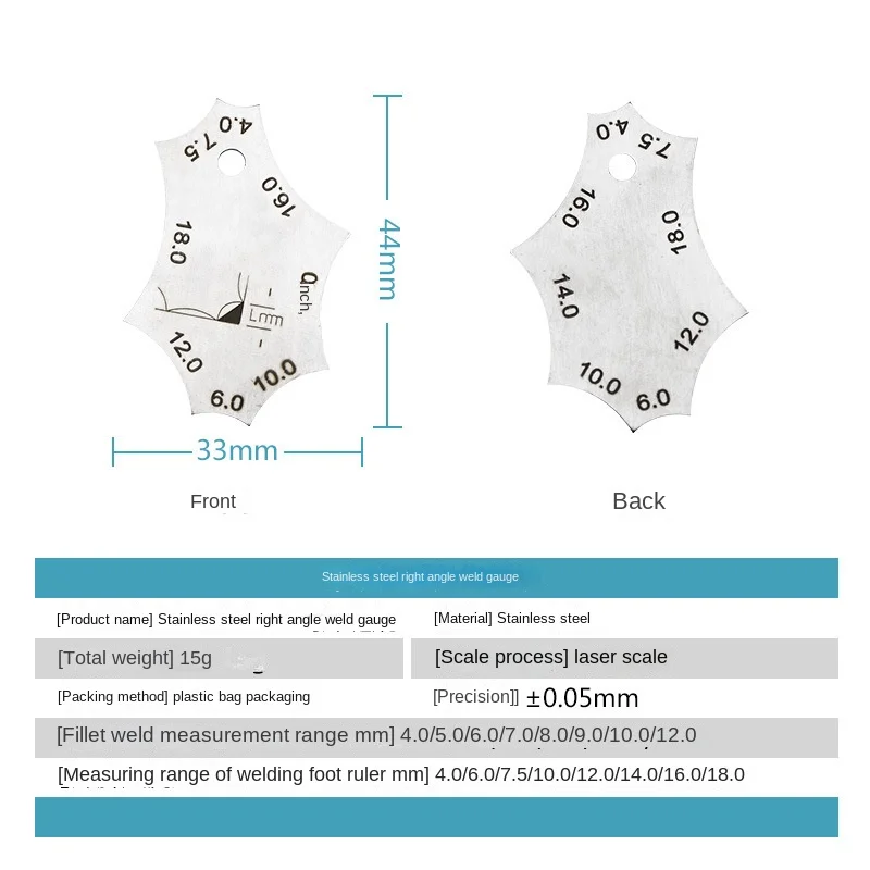 Welding Joint Two-piece Gauge Fillet Weld Tee Joint Welding Throat Depth Leg Length Gauge Ruler Welder Inspection Tool