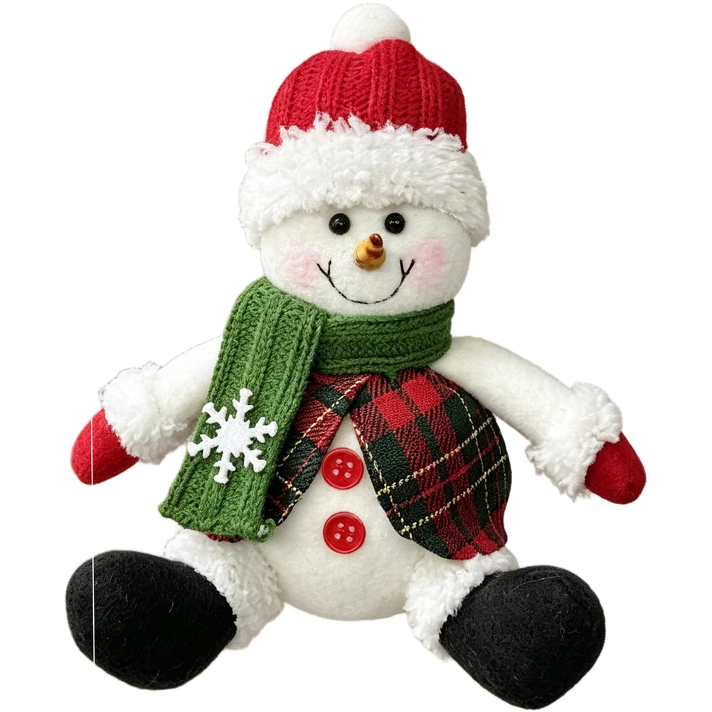 3 Piece Plush Christmas Ornaments Set Santa Snowman Reindeer With Long Beaded Legs For Xmas Tree Fireplace Home Holiday Decor