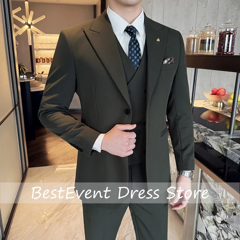 

Slim-Fit Three-Piece Set Korean Style Groomsmen Formal Wedding Business Suit Handsome Groom Best Man High Customized