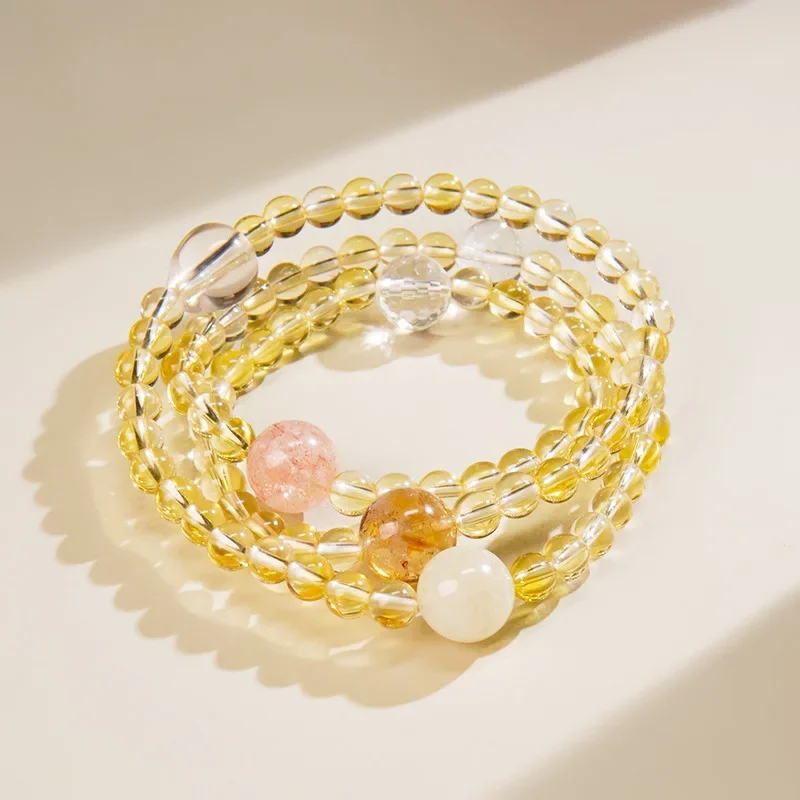 

Putuo Mountain Natural Blond Crystal Bracelet Women's Light Luxury Fashion Multi-Circle Bracelet