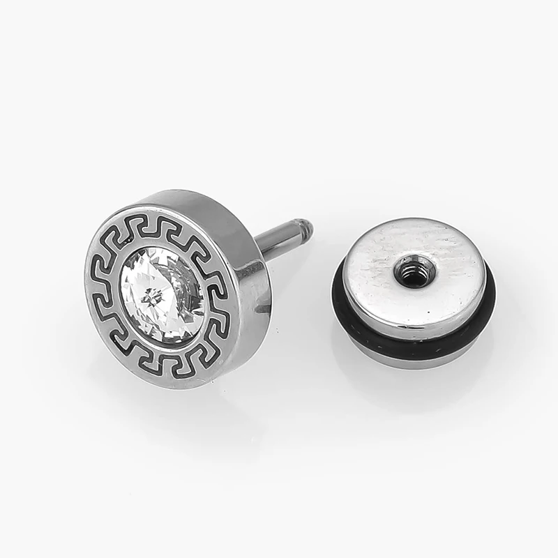 1Pc Rock Hip Hop Iced Out Stud Earring for Men Male Round Gold Silver Black Color Piercing Ear Accessories Hiphop Trend Jewelry