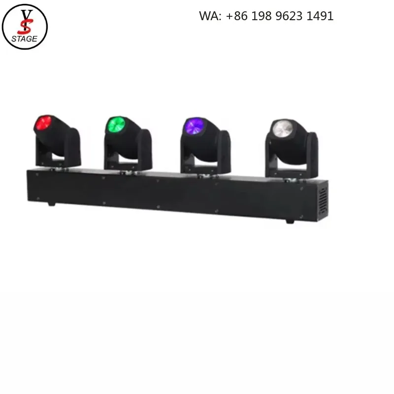 4 Heads RGBW Moving Head Stage Light Strip Ambient Effect Rotatable Lamp for Disco Bar Nightclub Party Stage