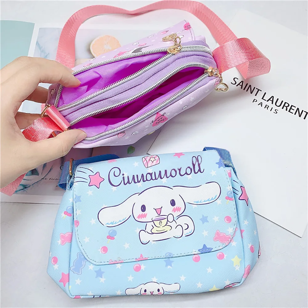 Sanrio Messenger Bag Hellokitty Mymelody Cinnamoroll Kuromi Casual Anime Handbag Cute Cartoon Fashion Tote Bagpacks Gift for Kid