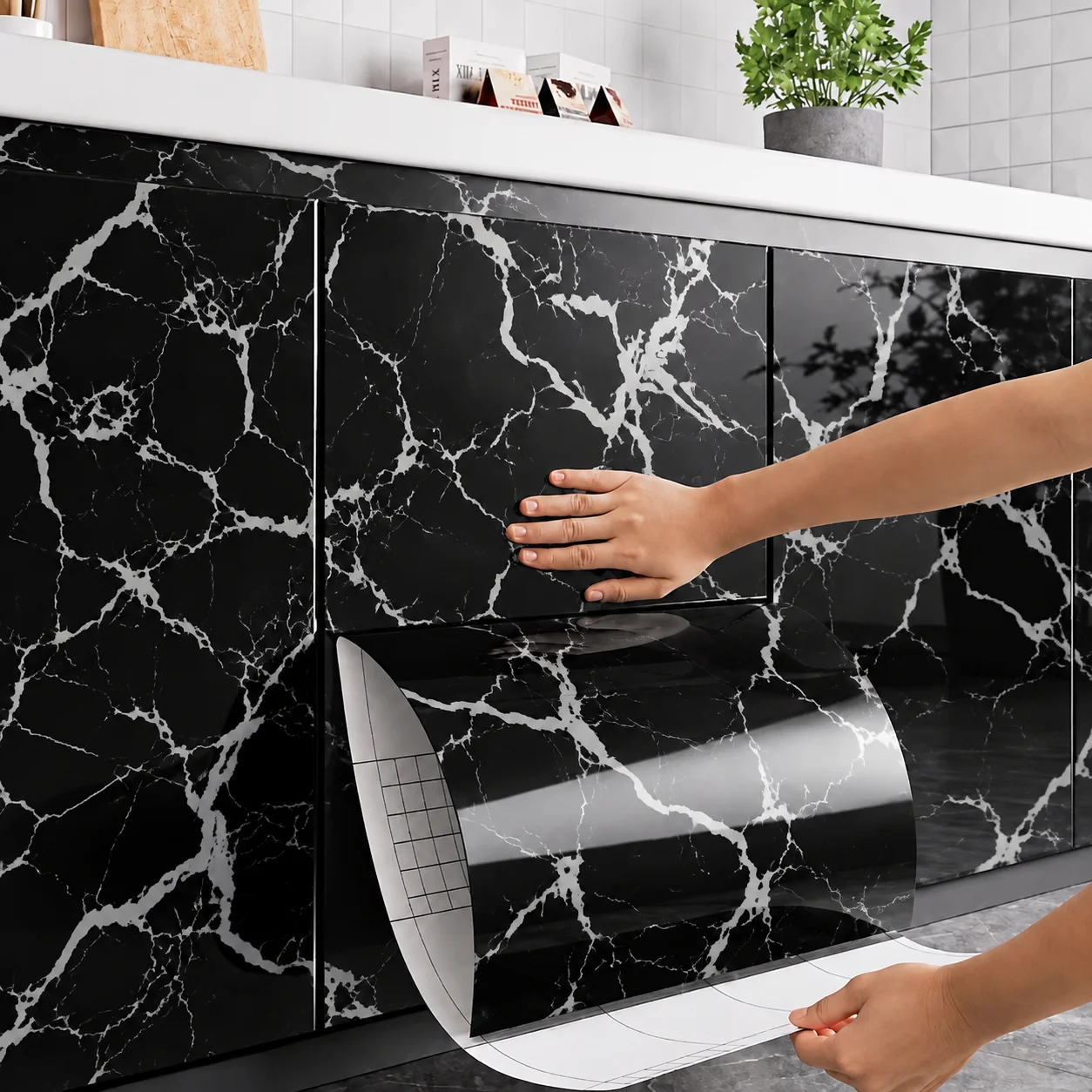 Kitchen Marble Oil Proof Film Peel&Stick Vinyl Wallpaper Heat Resistant Waterproof Backsplash Countertop Decorative Sticker.