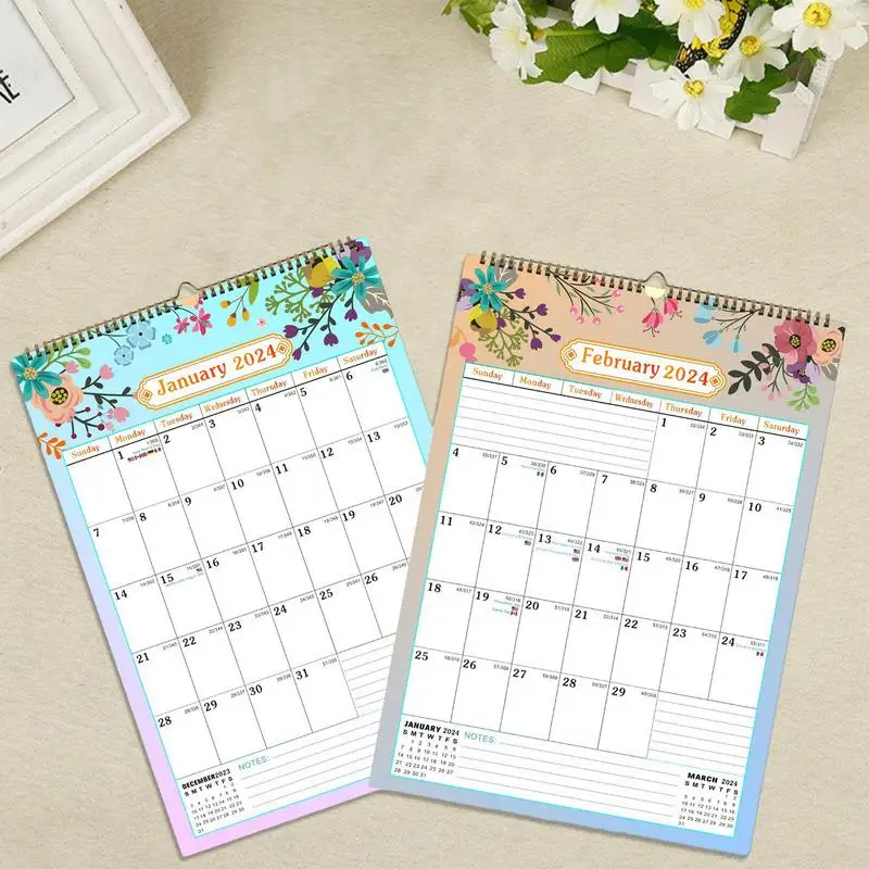 Calendário com encadernação de fios, mês a visualizar, planejador familiar, organização e planejamento, 2022, 2024-2025