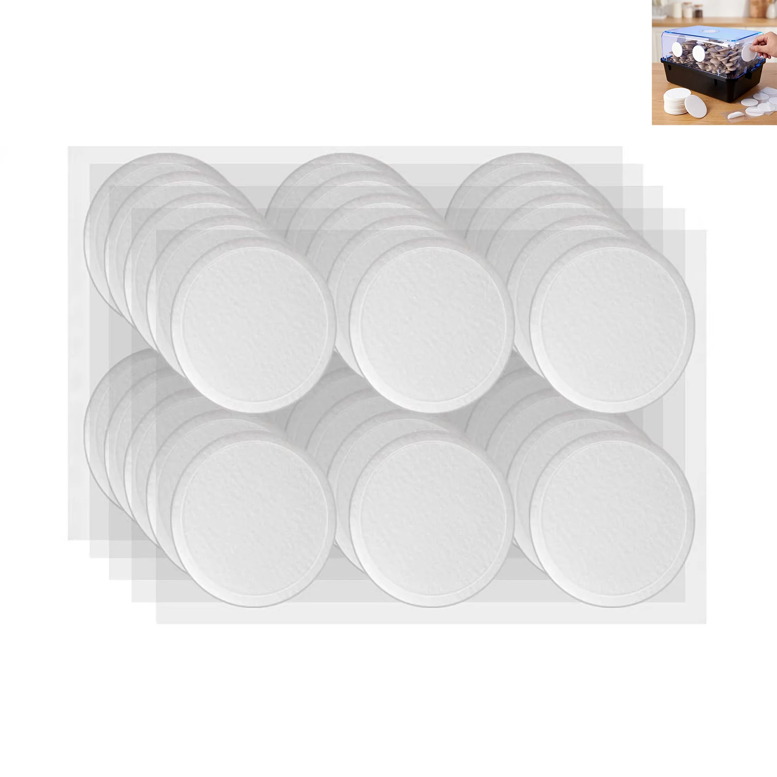 30Pcs Monotub Adhesive Filter Disks Monotub Filters Cotton Humidity Retention Screen for Mushroom Growing Supplies Filter Pad
