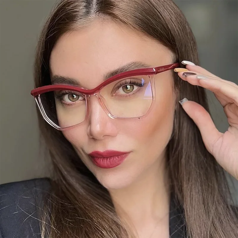 2024 New Trendy Eyebrow Anti Blue Light Glasses Women Unique Fashion Female Optical Glasses Frame Party Trip Stylish Personality