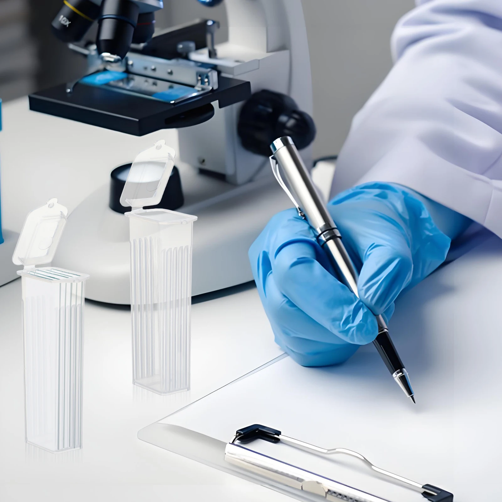 50pcs For Laboratory Pathological Section Storage Microscope Slide Plastic Container Lab Tool Storage Case