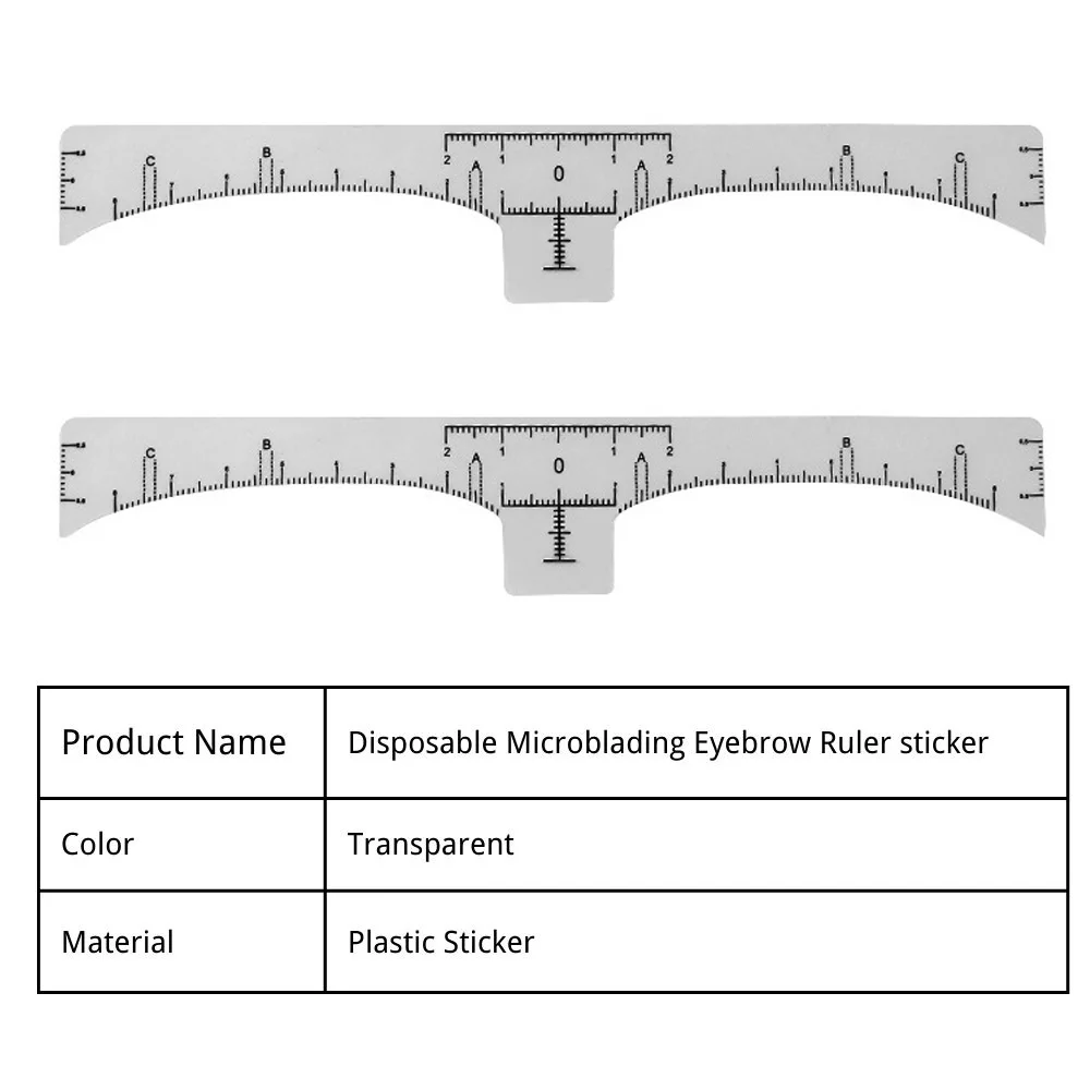 Makeup Stencils Plastic Eyebrow Ruler Tool 30/50/100PCS Disposable Tattoo Permanent Makeup Eyebrows Ruler Sticker