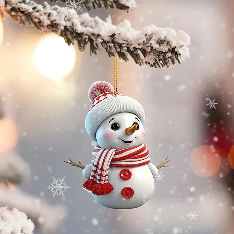 1 PC ตกแต่งคริสต์มาสจี้ 2D อะคริลิคการ์ตูนคริสต์มาส Snowman บ้านสวนจี้ต้นคริสต์มาสตกแต่ง Decora