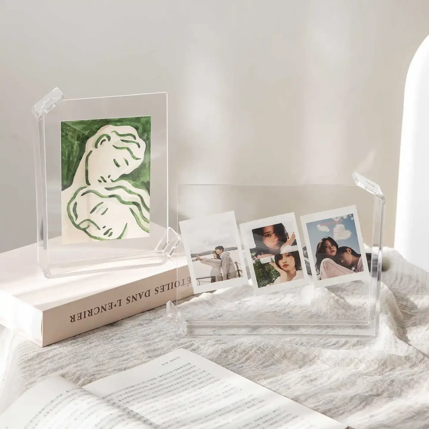 6/7/8inch Acrylic Transparent Double Sided Photo Frame Tabletop Creative Wedding DIY Picture Frame Home Table Décor Gift