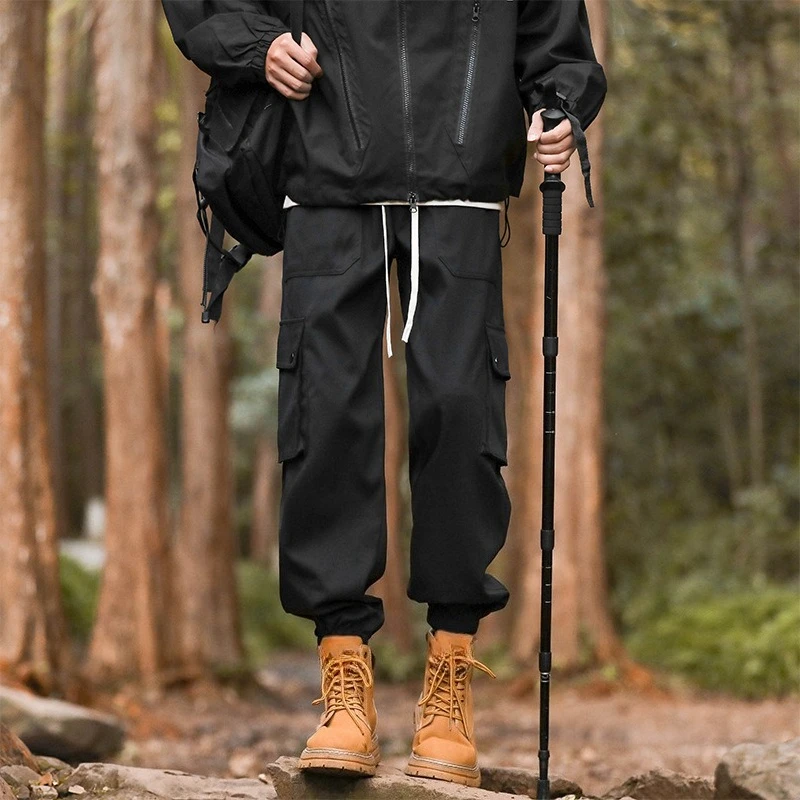 

2025 Spring Summer New Fashion Men's Casual Trendy Solid Color Multi Pocket Loose Cargo Pants Male Simple Basic Trousers Clothes