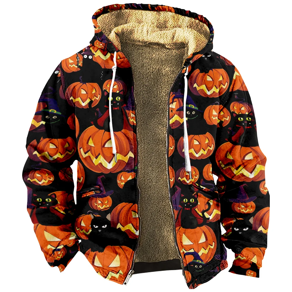 

Halloween Hoodie 2023 New Long Sleeve Zipper Sweatshirts Stand Collar Coat Women Men Fashion Clothes