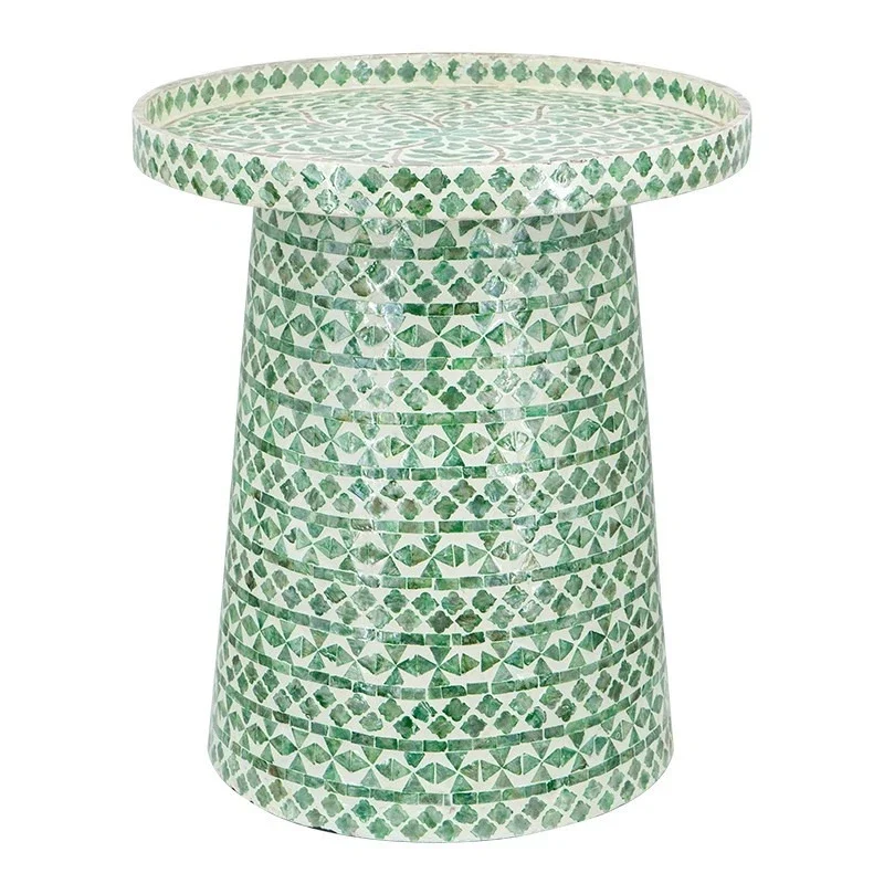 

South East Asia Splicing Craft Shell Edge Table Coffee Sofa Small Round Table Complete Corner Simple Table